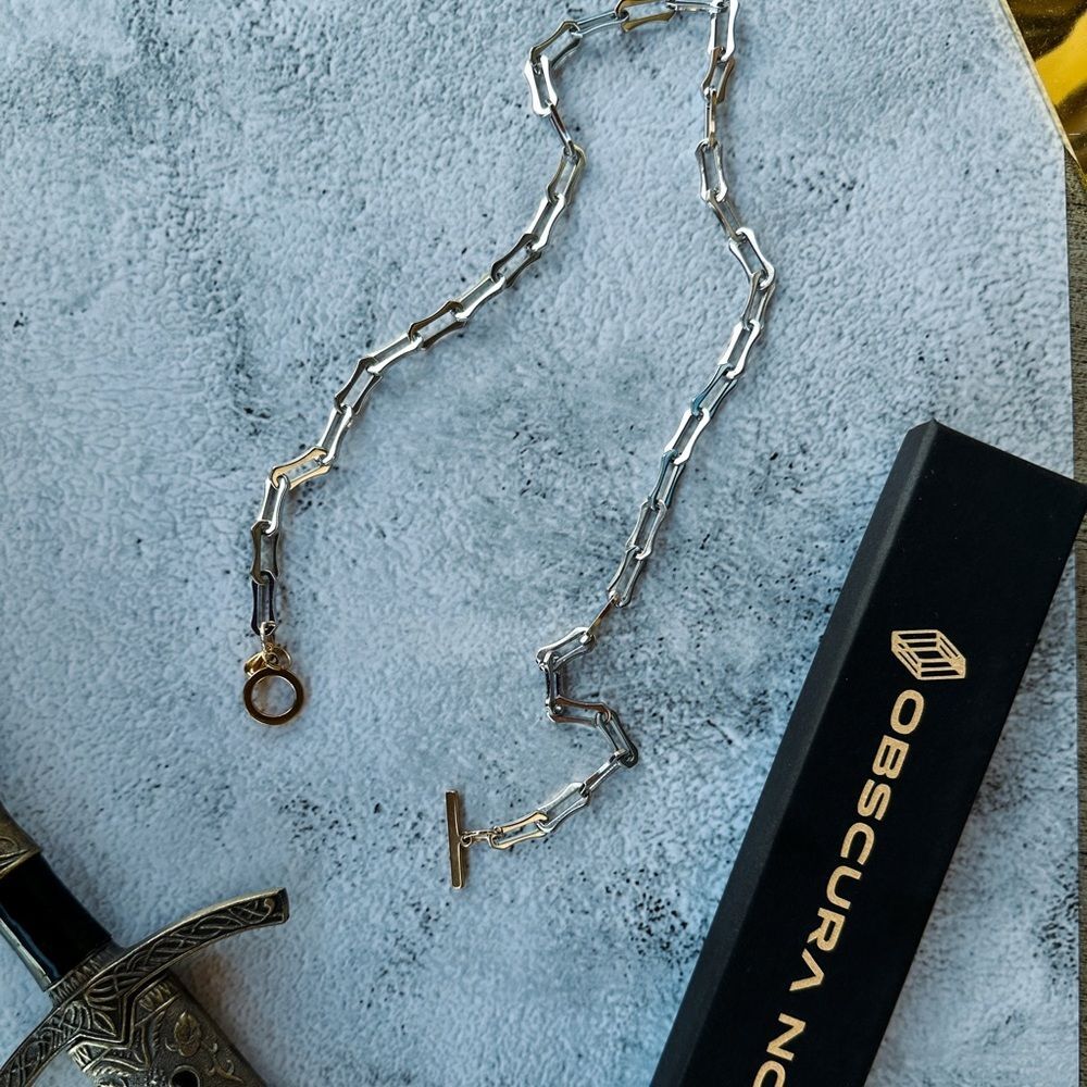 Silver and Gold “Gothica” Toggle Clasp Necklace
